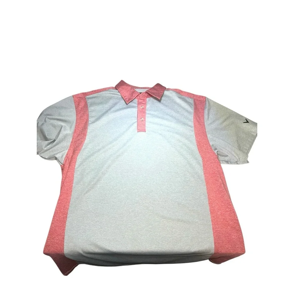 Callaway Golf Mens TALL‎ LT  Wicking Core dri-fit Polo Sport Shirts Gray Pink